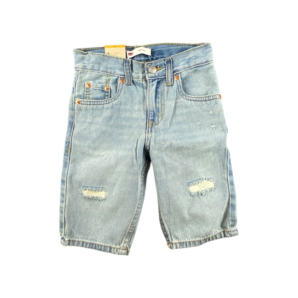 Levis 511 Slim Youth Boys Light Wash Distressed Denim Shorts‎ Size 6 Adjustable